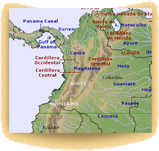 map of most of Colombia